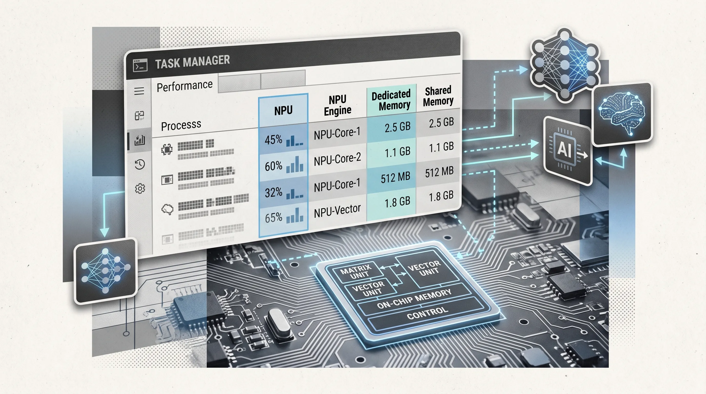 Task Manager gains NPU columns and memory telemetry as on‑device AI spreads